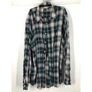 GAP Button down shirt Glen plaid cotton linen